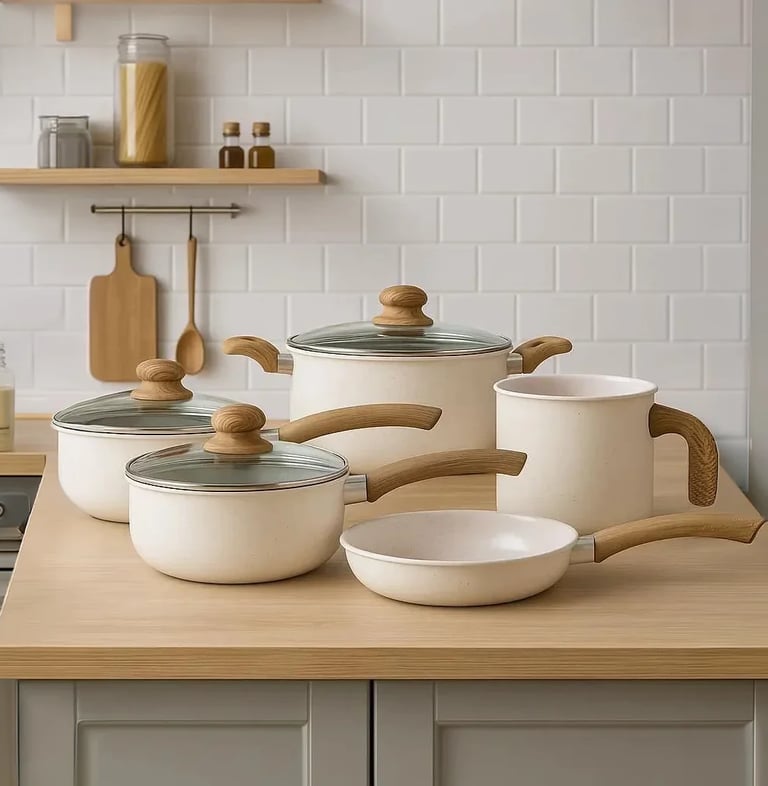 Jogo De Panelas 5 Peças Antiaderente Revestimento em Cerâmica 