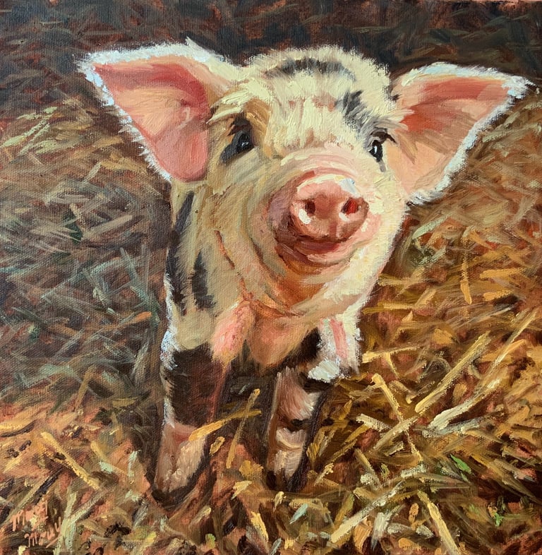 THIS LITTLE PIGGY - Painting by Mary Morey