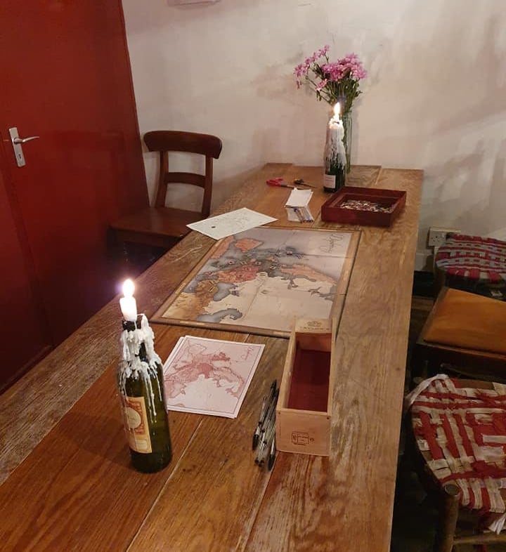 Diplomacy game at wine bar in London