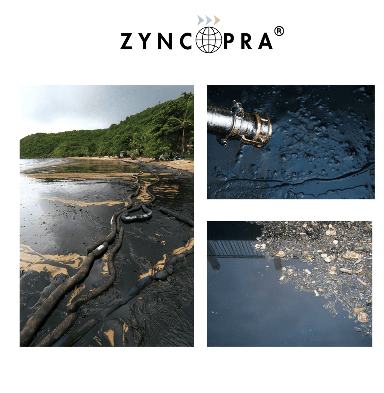 Kıyıya ulaşan petrol kirliliği.