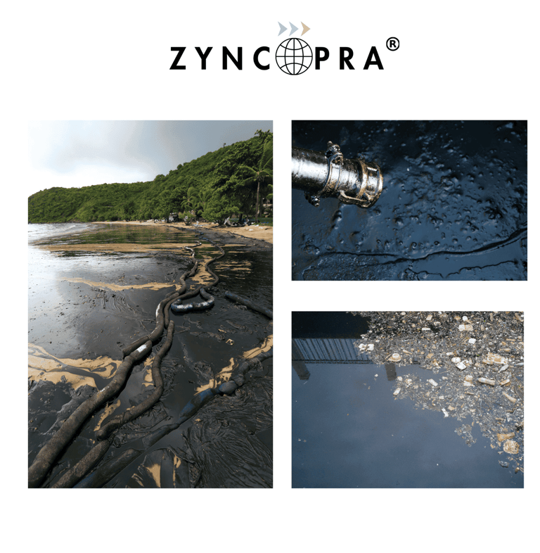 Oil pollution reaching shoreline.