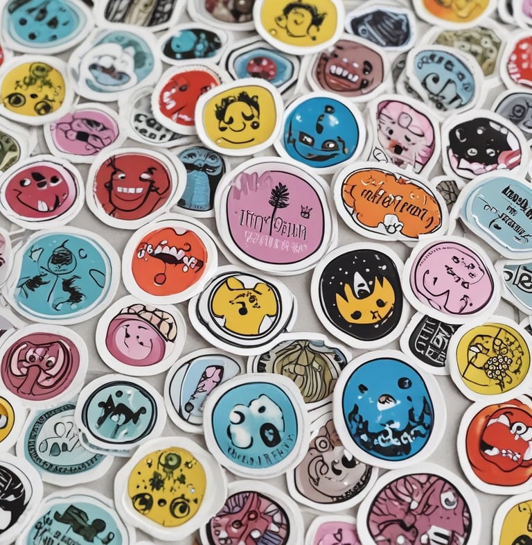 A collection of white mugs with bright red Kuda Beruang logos arranged on a shelf