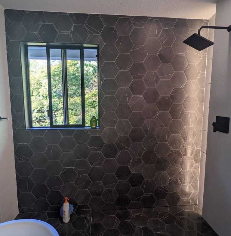 open shower no glass