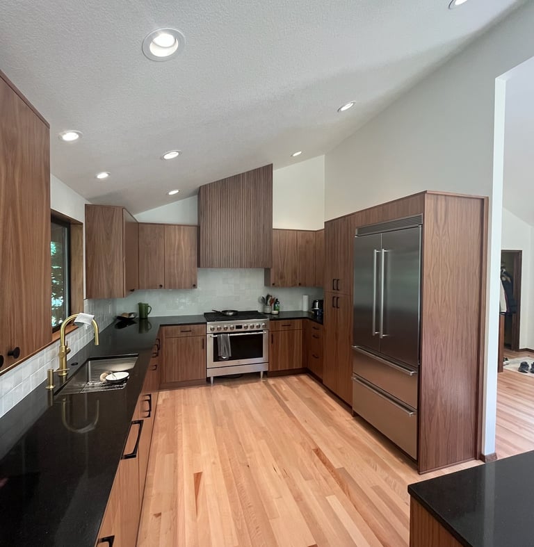 kitchen with walnut cabinets
