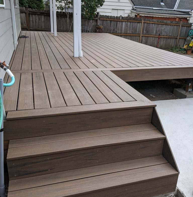 Composite Trex decking with cover