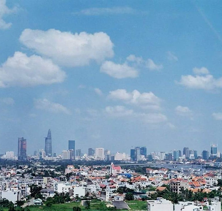 View of Saigon on a sunny day shot on film