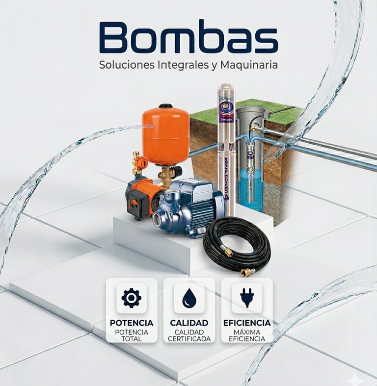 Bombas de agua industriales y residenciales para soluciones integrales de bombeo y maquinaria.
