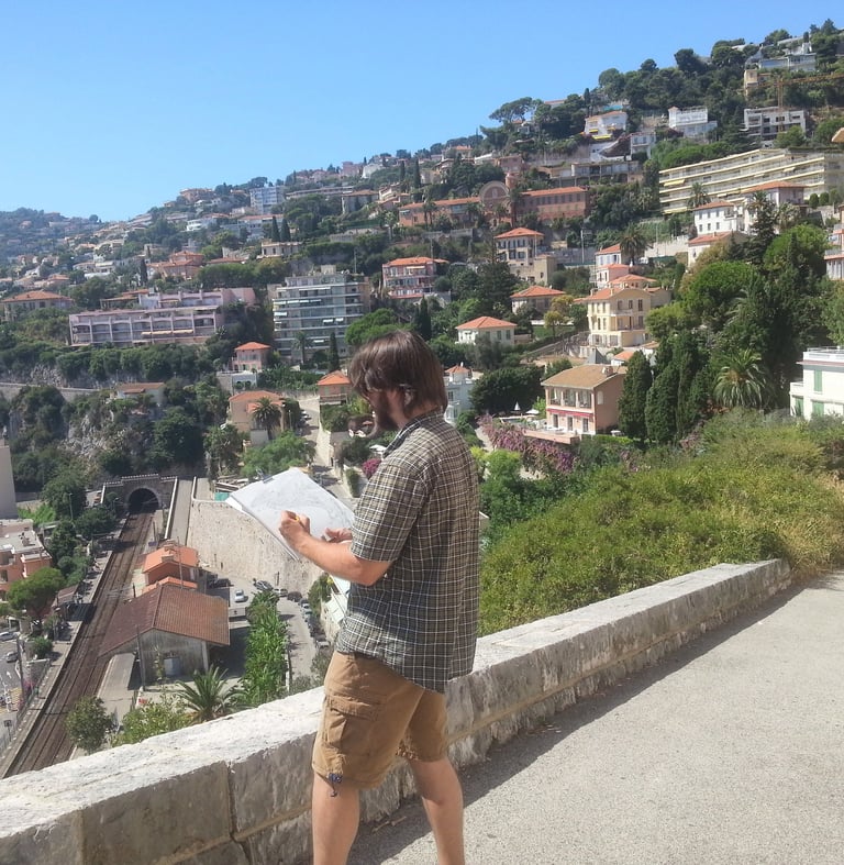 City sketching villefranche sur mer Evgeny Bondarenko