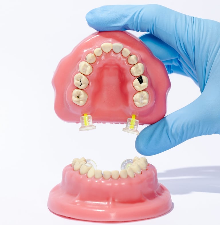 Modelo TOMI, con raíces divergentes que replican la anatomía pediátrica real