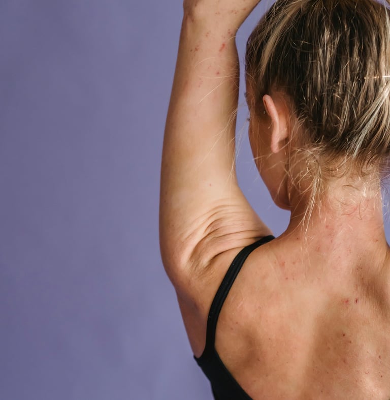 lady with Arms up purple background