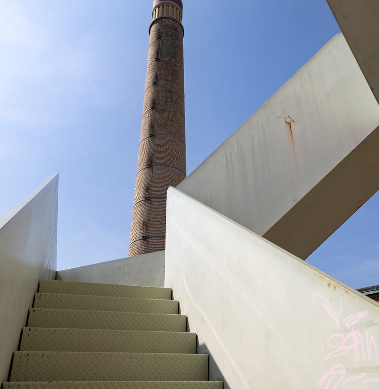 a staircase case with graffiti on it