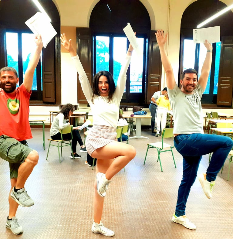 Actors practicing a choreography for Acting Impact Theatre Classes