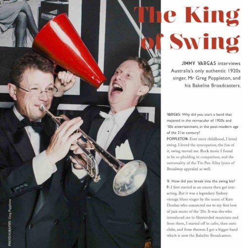 Sydney swing singer Greg Poppleton Glory Days NZ magazine