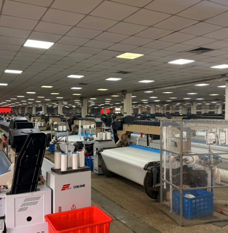 textile factory with advanced weaving machines for large scale fabric production