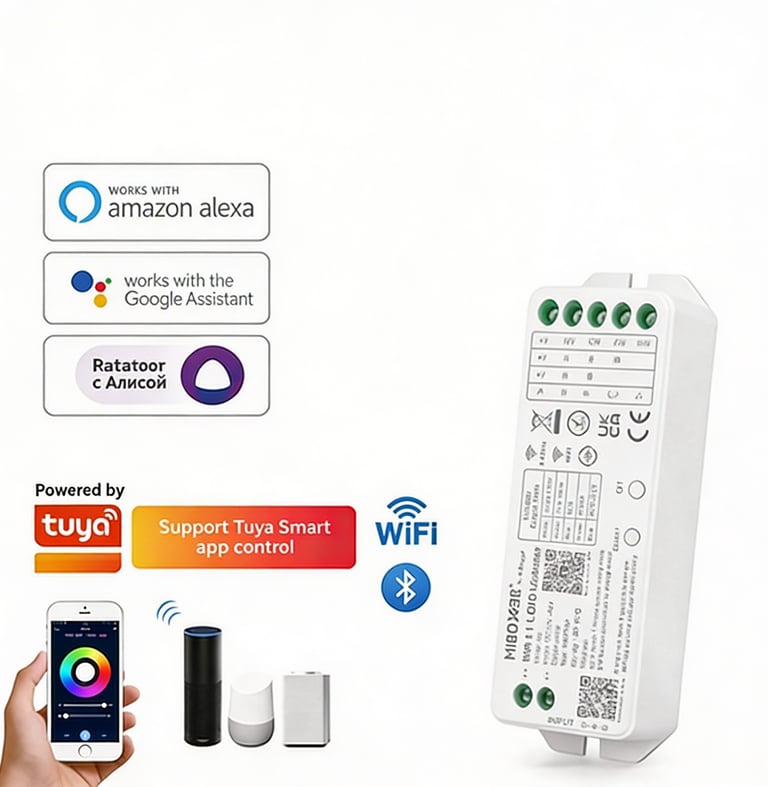 Controlador WiFi Miboxer WL5: receptor universal 5 en 1 para tiras LED.