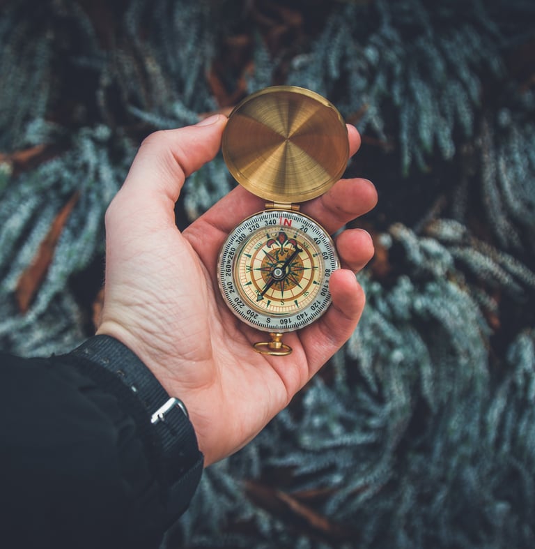 A compass symbolizing the True North principles for leading self and others.