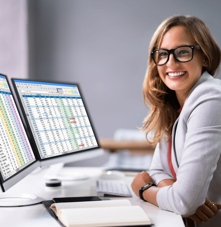 A smiling data scientist, representing the Data Science Professional Certificate program.
