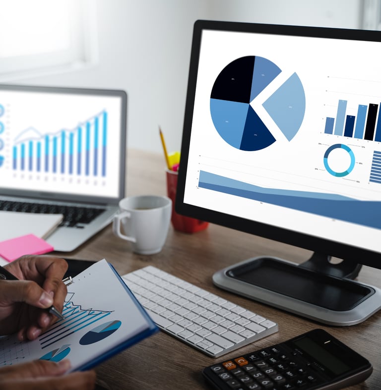 Analyzing data visualization dashboards, a key feature of Power BI.