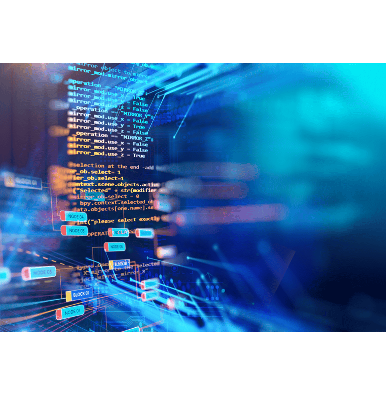 Programming code and algorithms, the focus of CS50's Intro to Computer Science.