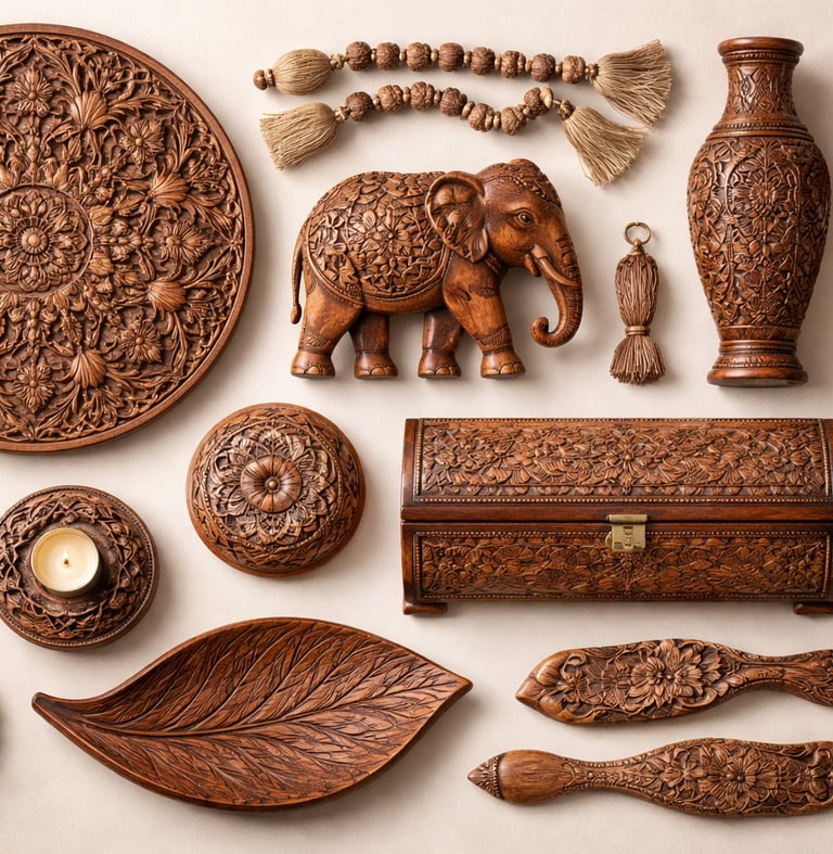 Hand-carved wooden décor crafts