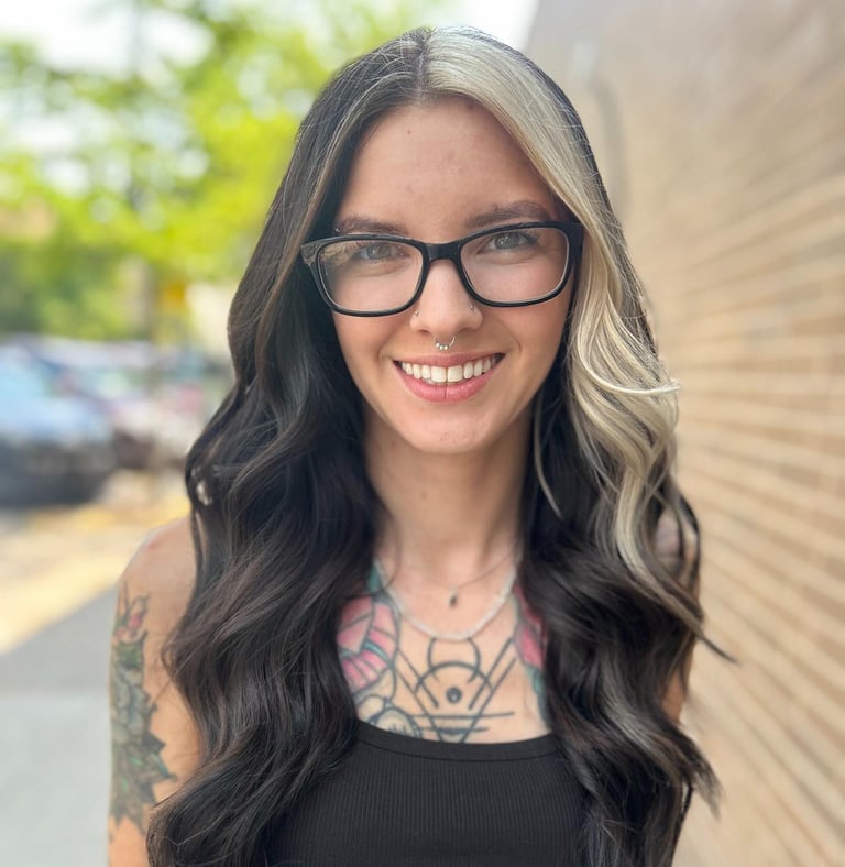 Alex N, nail tech, outside Fabrik Salon in downtown Missoula, MT