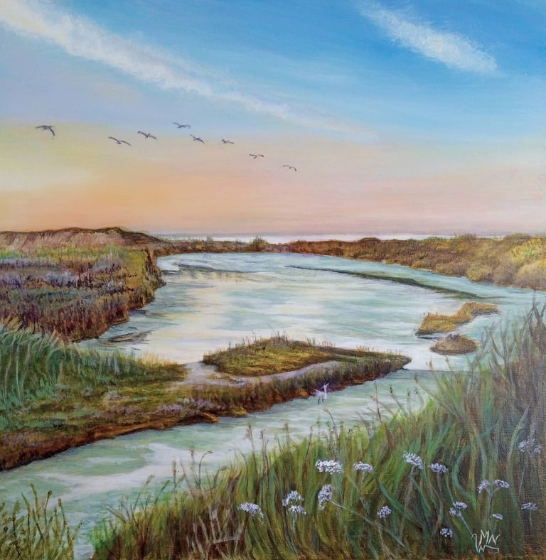 Sunset walk acrylic painting