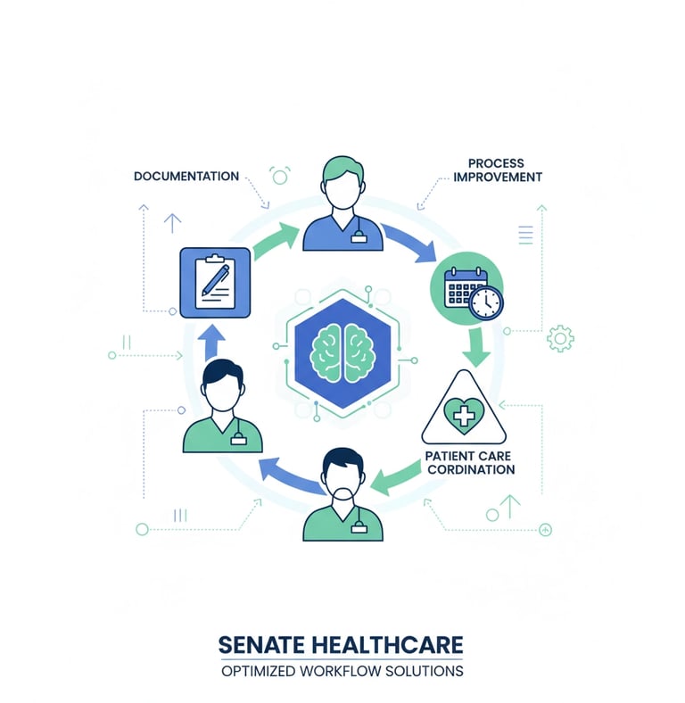 Professional healthcare setting showing home health nurse with tablet reviewing patient information,