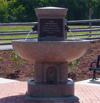 The fountain and some bricks that are the Derby Hall of Fame