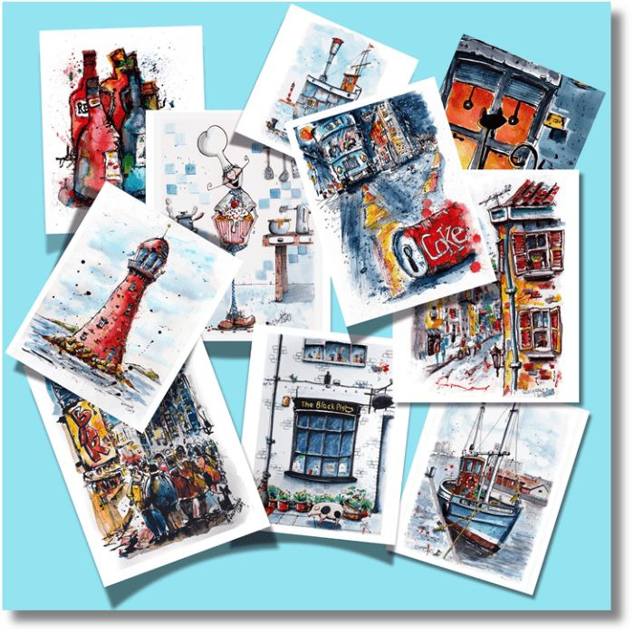 a-selection-of-ink-and-watercolour-sketches
