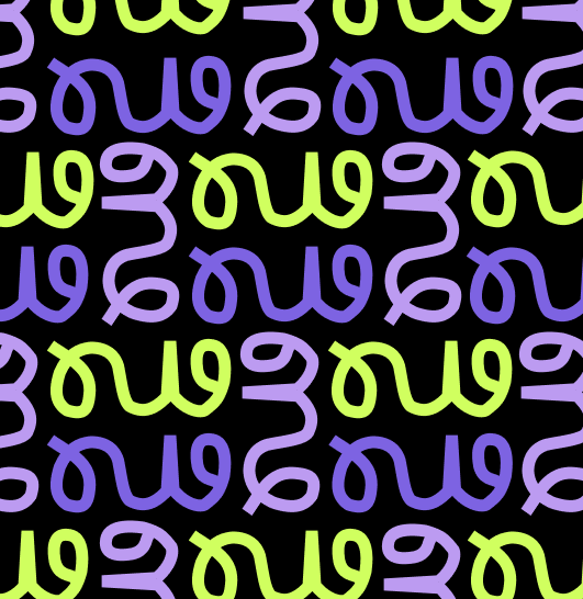 Mosaic music m logo mark in green purple pattern with black background