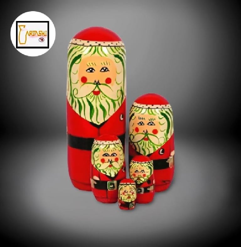 Christmas gift - Santa Claus, set of five, wooden crafts.