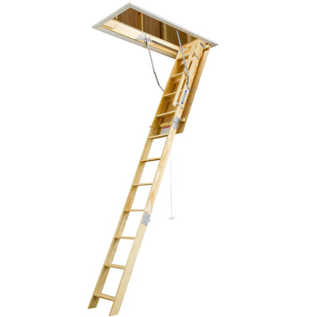 Wood frame attic ladder