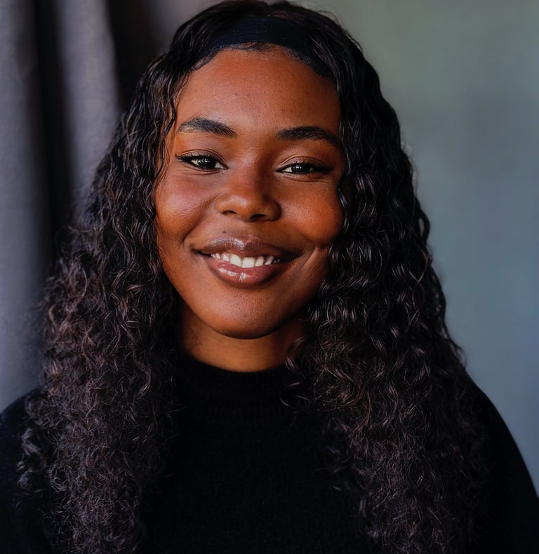 Fille noire jolie, cheveux bouclé