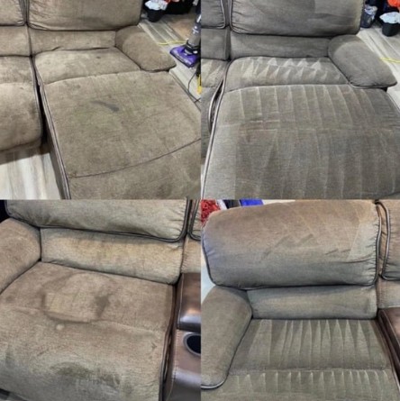 Avant/après nettoyage canape tissu à Castres par NetT Toulouse – résultat professionnel