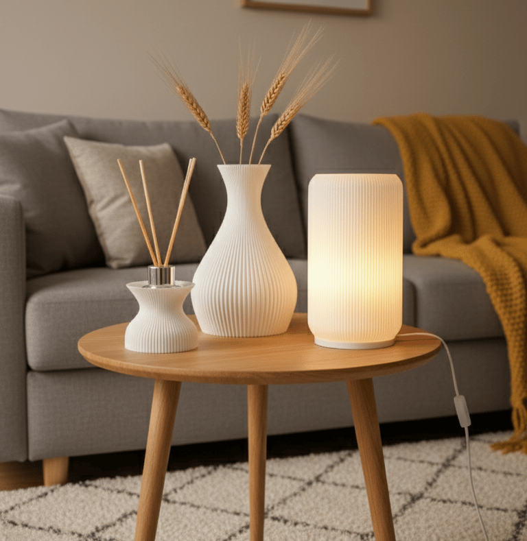Lámpara 3D velador nórdico minimalista blanco - Palermo3D