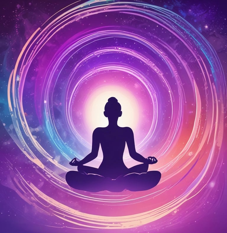 a person sitting in a meditation position in a circle