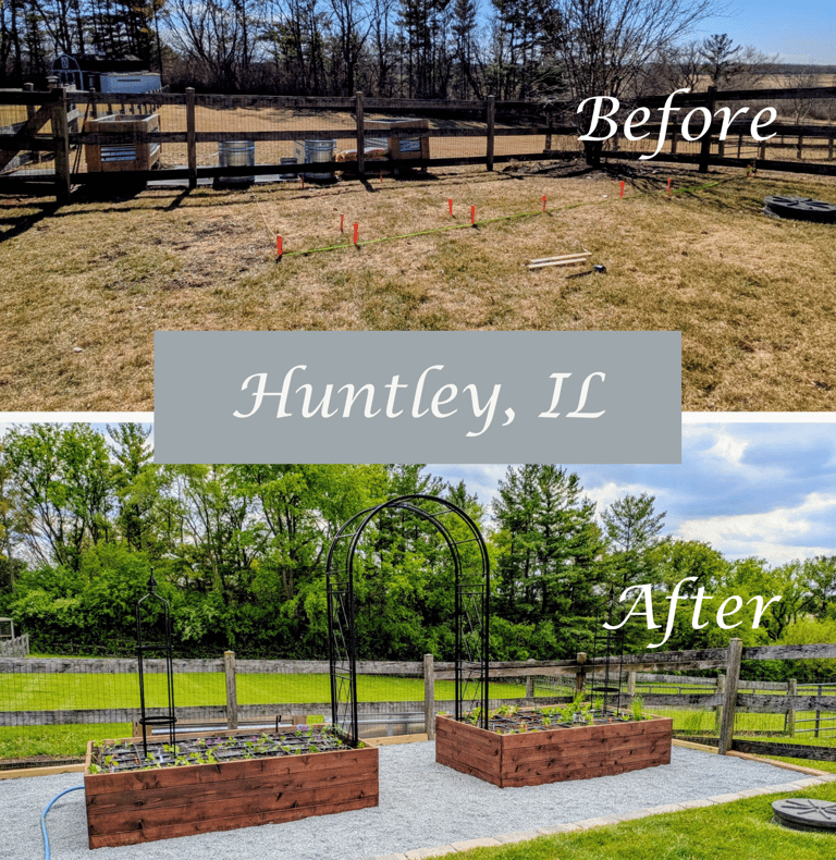 JulieAnn Gardens Custom Kitchen Garden Project Before & After in Huntley, IL