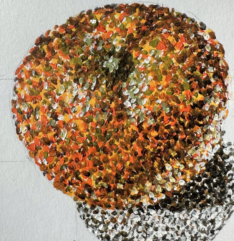 Orange - Pointillism, Acrylic on paper, 2025