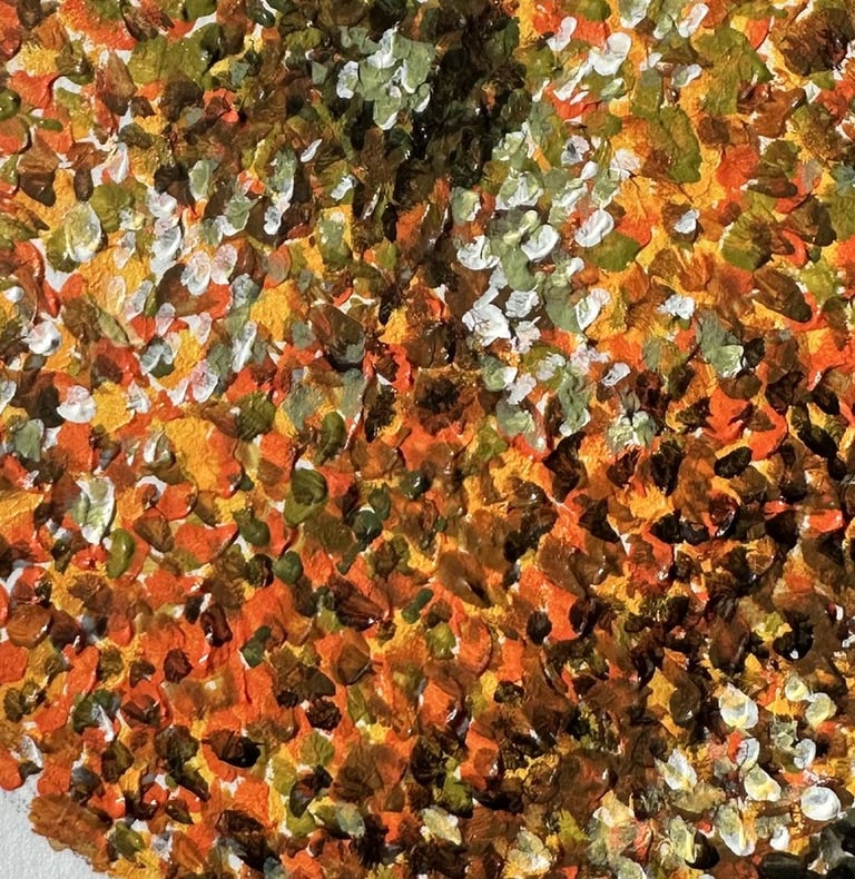 Orange - Pointillism, Acrylic on paper, 2025