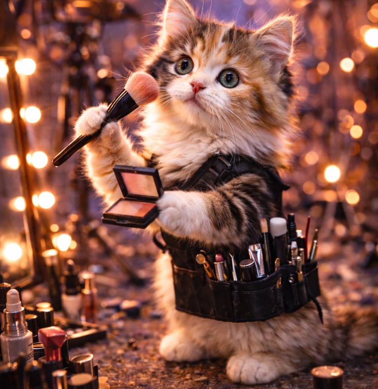 AI Cat Video Content Creation Studio Film Studio Make-up Artist kitten 