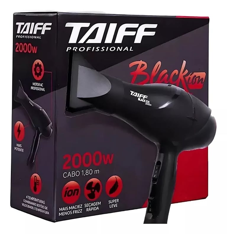 Secador de Cabelo Profissional Taiff Black Ion