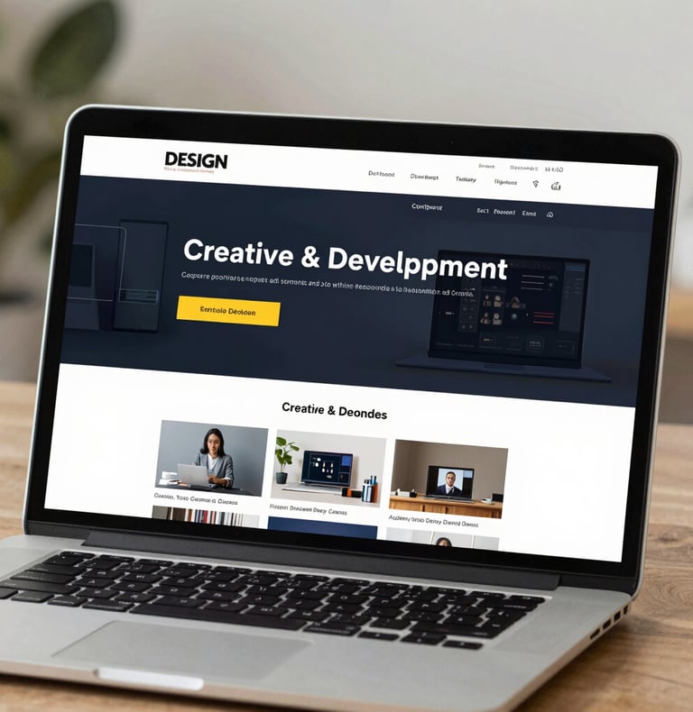 A clean, modern website homepage displayed on a laptop screen.