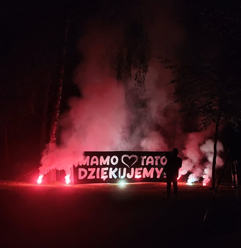 płonące napisy na wesele baner podziękowania
