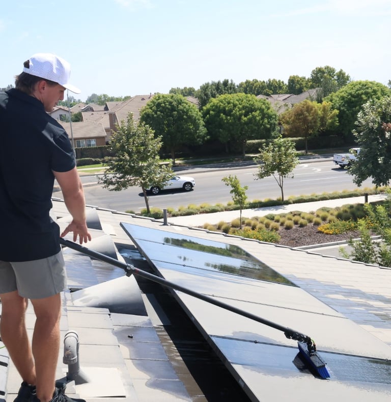 solar cleaning with soft brush fresno california