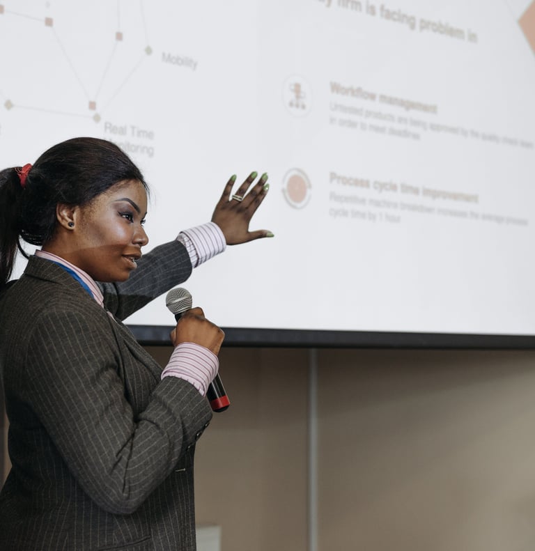 woman giving a presentation