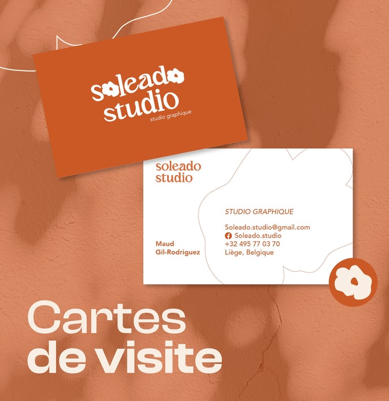 Branding - cartes de visite - Soleado studio - studio de graphisme à Liège