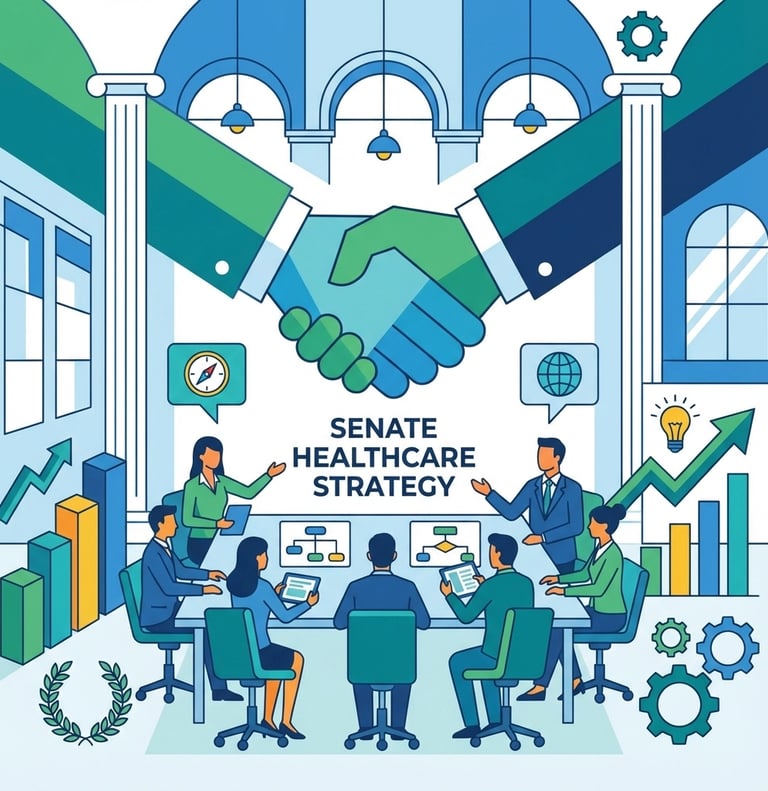 Senate Healthcare consultation session with agency owners reviewing strategic planning documents and