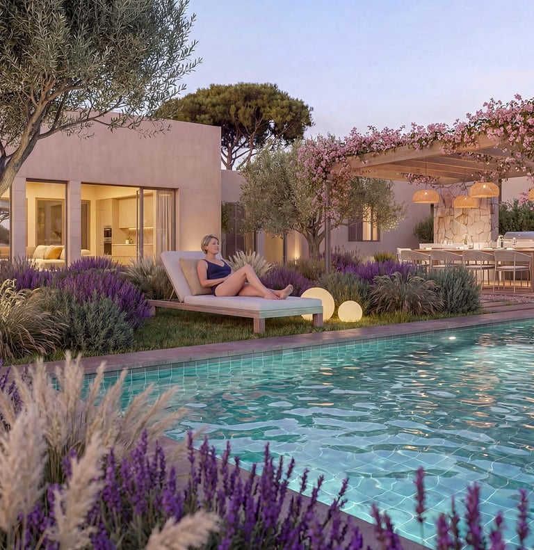 Render 3d exterior para villa rústica de lujo en Mallorca - ARQUIPLAY