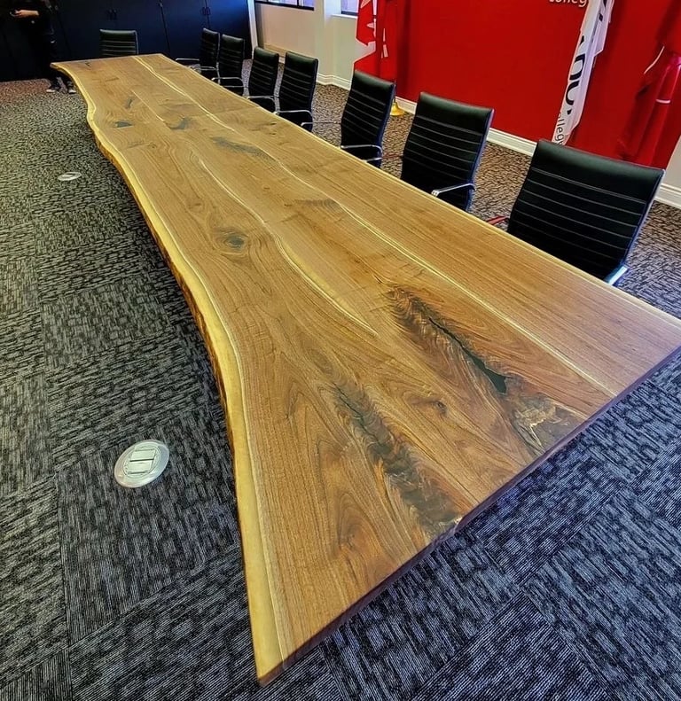 20ft x 4ft maple boardroom table for Canadore College — full view