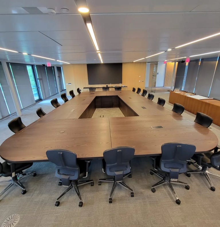 22ft white ash conference table for ETFO — full overview